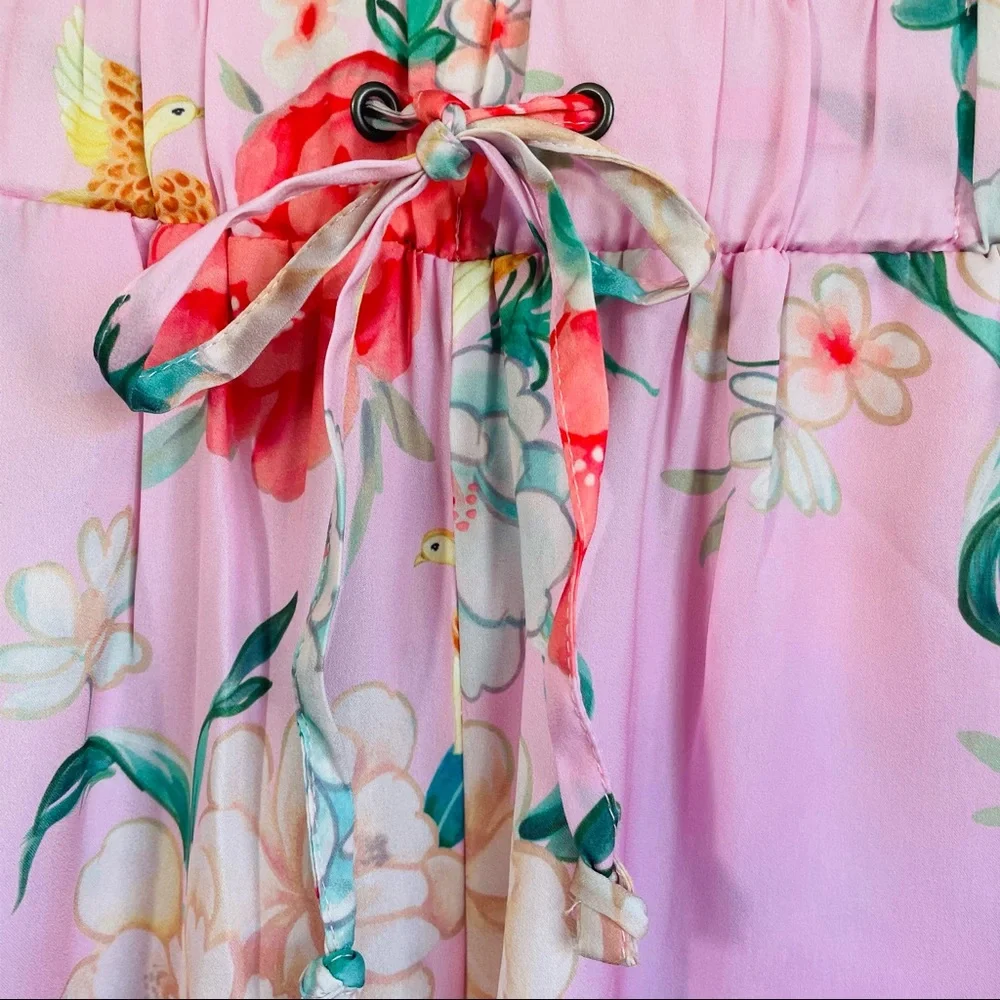 REVOLVE Plush Apparel‎ Pink Multi Floral Print Silky Pajama Set